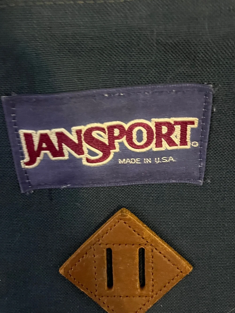 Vintage JanSport Leather Bottom Backpack Blue Made in USA Daypack Hiking Canvas
